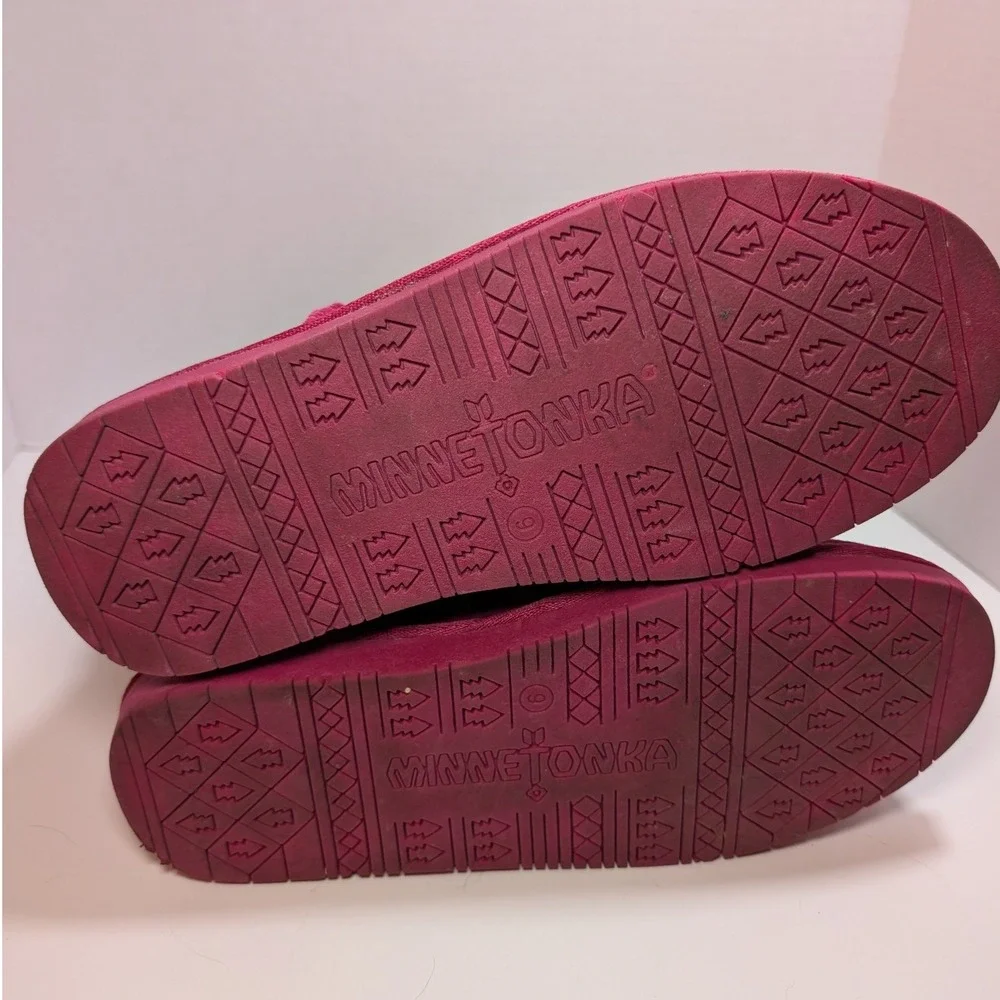 Minnetonka Boot Pink Sheepskin Lining Suede Mid Calf‎ Winter Women 9 Shearling